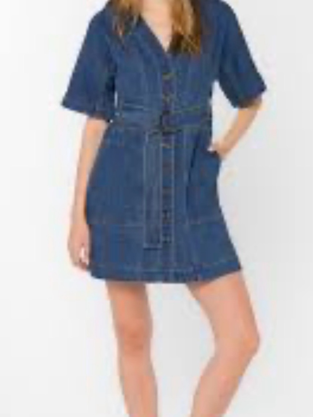 Velvet Heart Denim Button-Front Mini Dress - Blue